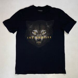 Guess Wolf Bling Graphic T-shirt Women Medium Black Short Sleeve